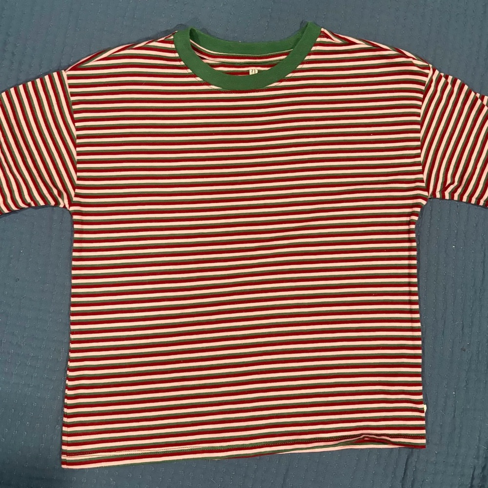 Boys Gap Pink/Maroon/Green striped shirt size 8
